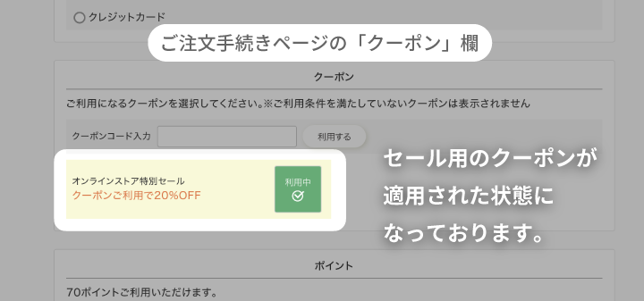 セール対象商品のご注文手続きページでの表示１